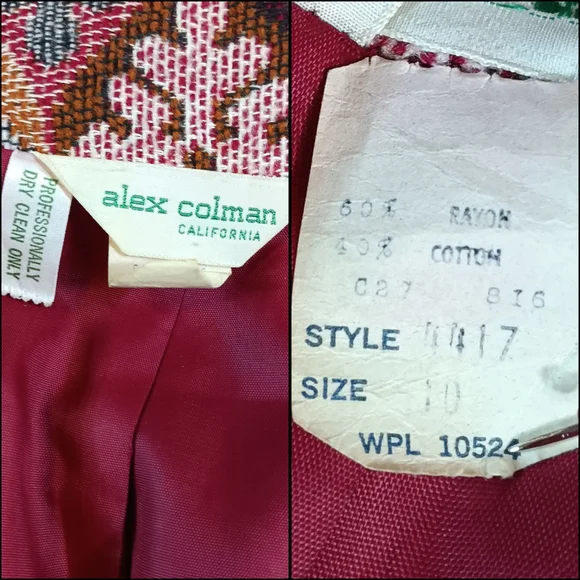 Vintage 70s Alex Colman Blazer Womens M Multicolor Woven Tapestry Boho Academia - Picture 5 of 9